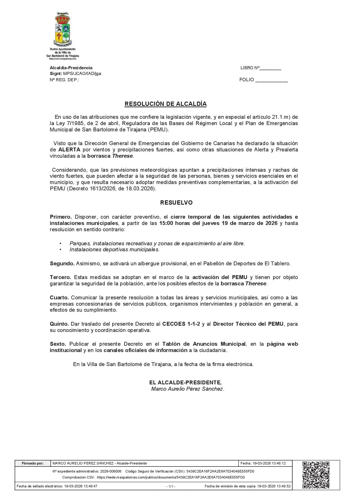 DECRETO DE CIERRE DE INSTALACIONES 19032026- BORRASCA THERESE